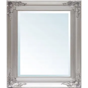 Zrcadlo Zrcadlo nástěnné obdélníkové rám dřevo 545 x 645 mm staré stříbro