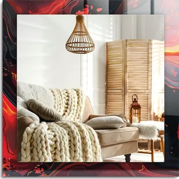 Zrcadlo Dekorativní zrcadlo s potiskem v moderním stylu Abstraktní Láva 60x60 cm