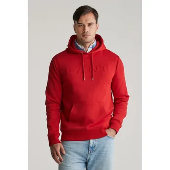 Pánská mikina MIKINA GANT EMBOSSED HOODIE RUBY RED