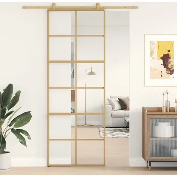 Interiérové dveře OMAXI Posuvné dveře zlaté 76 x 205 cm čiré ESG sklo a hliník 120020