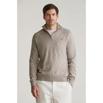 Pánský svetr SVETR GANT COTTON SLUB HALF ZIP DESERT BROWN