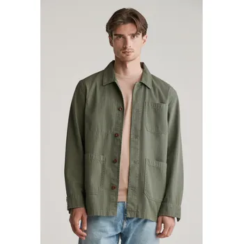 Pánská košile KOŠILE GANT REG HERRINGBONE WORKWEAR OVERSHIRT JUNIPER GREEN