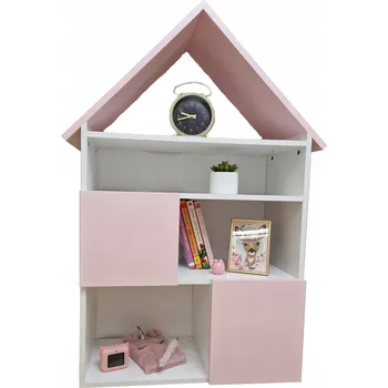 Knihovna Regál Stolfest 80 x 32 x 117 cm bílý, odstíny růžové