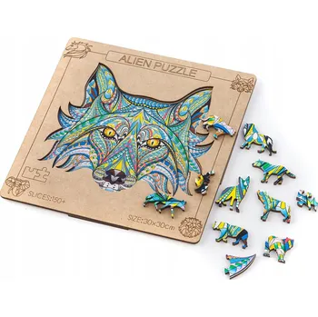 Puzzle Puzzle dřevěné zvířátka EKO skládačka BOHO – VLK