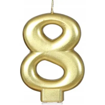 Svíčka METALIZOVANÁ ZLATÁ SVÍČKA ZLATÁ 8 CM ČÍSLICE 8 K NAROZENINÁM NAROZENINOVÁ SVÍČKA