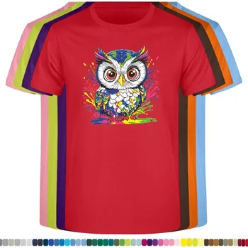 detske-levne-bavlnene-tricko-potisk-okata-sova Barva: Red - červená, velikost: 104