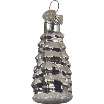 Vánoční dekorace Vánoční Koule VÁNOČNÍ STROMEČEK stříbrná na stromeček 7 cm