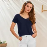 Tričko s výstřihem do V námořnická modrá 54