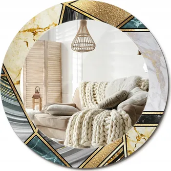 Zrcadlo Stylové kulaté zrcadlo na zeď s potiskem, mramorový design, průměr 60 cm