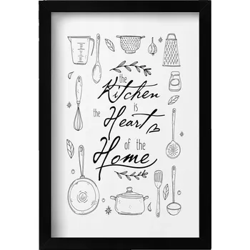 Obraz Moderní nástěnná dekorace obraz v černém rámu Nápis do kuchyně 20x30 cm