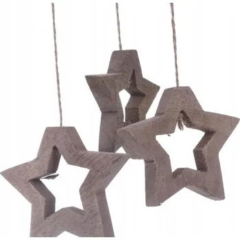 Vánoční dekorace Dřevěné hvězdičky z manga - přírodní sada 3 ks