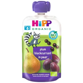 Dětská výživa HIPP BIO 100% ovoce Hruška-Černý rybíz-Švestka 100 g