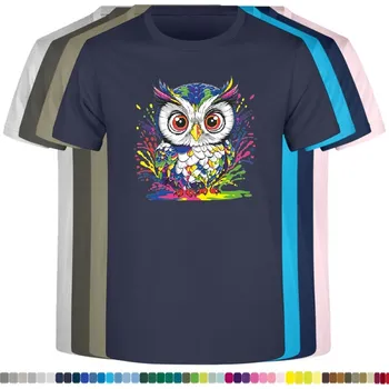 detske-levne-bavlnene-tricko-potisk-okata-sova Barva: Navy - tmavě modrá, velikost: 104