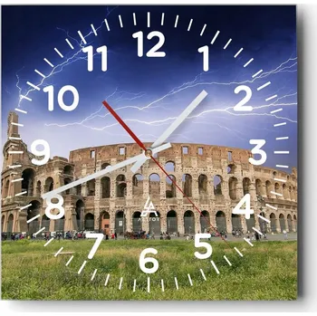 Hodiny Kuchyňské nástěnné hodiny 30x30 Architektura Skleněné hodiny do obýváku Tiché