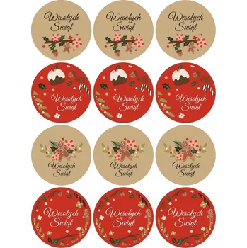 Vánoční dekorace VELKÉ VÁNOČNÍ NÁLEPKY VESELÉ VÁNOCE 12 x 6 cm