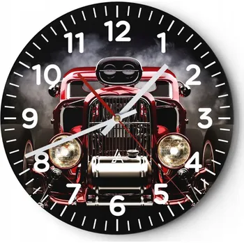 Hodiny Kuchyňské nástěnné hodiny 30x30 Motorismus Moderní skleněné hodiny Tiché