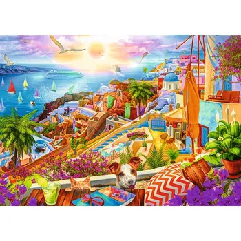 Puzzle Trefl Premium Plus Tea Time Návštěva Santorini 1000 dílků