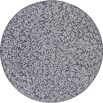 Koberec Koberec kulatý na terasu 120 cm, plochý krémově šedý vzor s listy