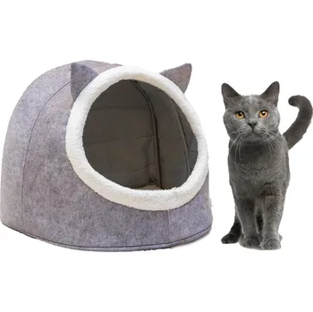 Obraz BUDA pro PRO KOČKY Domeček Pelíšek Plyšový na Zimu XL 34*40*35CM SKLÁDACÍ