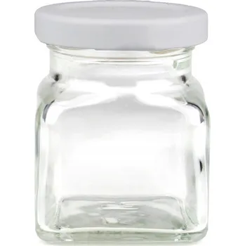 Dóza na potraviny Skleněná dóza sklenice s bílým víčkem na zalévání svíček, 120 ml