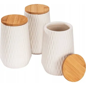 Dóza na potraviny KERAMICKÉ KUCHYŇSKÉ DÓZY DIAMOND, BAMBUSOVÉ VÍKO, 3 x 0,6 L, WENKO