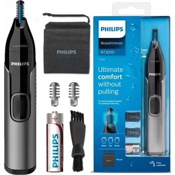 Holicí strojek Zastřihovač chloupků v nose, uších a obočí PHILIPS HOLICÍ STROJEK VÝKONNÝ + 2 nástavce POUZDRO BATERIE