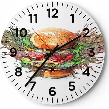 Hodiny Kuchyňské nástěnné hodiny 30x30 Gastronomie Moderní skleněné hodiny Tiché