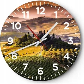 Hodiny Nástěnné hodiny do obýváku 40x40 Krajina Kulatý Skleněné hodiny Loft Tiché