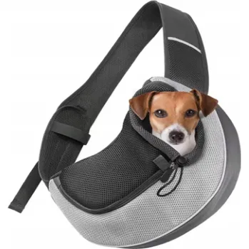 přepravka pro zvíře TAŠKA PŘEPRAVKA PRO PSA KOČKU KRÁLÍKA PŘES RAMENO vel. S - PŘEPRAVKA ŠEDO-ČERNÁ