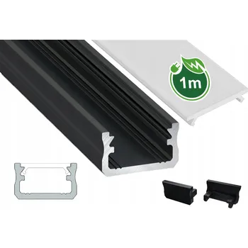 LED osvětlení Hliníkový LED profil černý Worthy-A + Kryt 1m