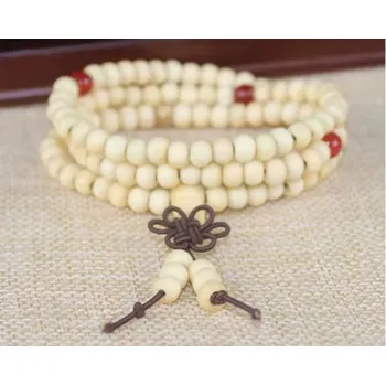 Náramek Náramek santalové dřevo Buddhistický - bílý