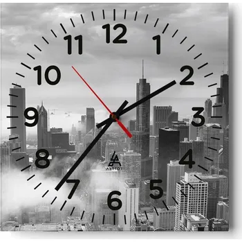 Hodiny Kuchyňské nástěnné hodiny 30x30 Architektura Skleněné hodiny do obýváku Tiché