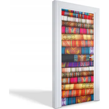 Fototapeta Dekorativní samolepka maskující na dveře, skříň, nábytek - Barevné látky 95x205 cm