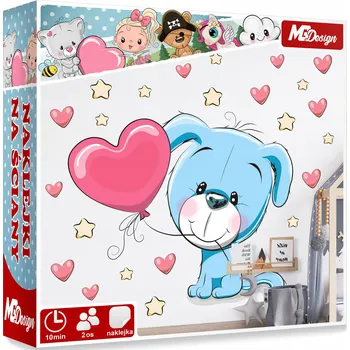 Samolepící dekorace XL VELKÁ Samolepka na stěnu PEJSEK SRDCE 57x49