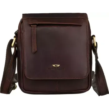 Pánská aktovka Peterson Pánská taška přes rameno kožená PTN 512-OPU BROWN