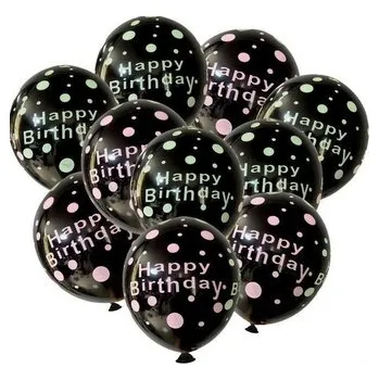 Balónek Zestaw balonów Happy Birthday czarne 11el
