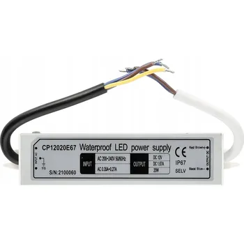 Napájecí zdroj pro osvětlení LED zdroj pro instalaci LED PÁSKŮ 12V 20W 1,67A IP67