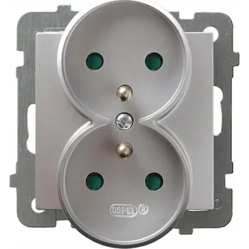 Elektrická zásuvka Stříbrná nástěnná Elektrická Zásuvka Ospel