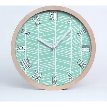 Hodiny Nástěnné dřevěné hodiny s tekutým efektem, vzor rybí kost, průměr 25 cm