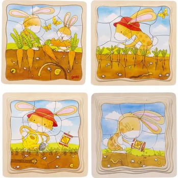 Dřevěná hračka Goki zeleninový záhonek vývojové puzzle 53 díly