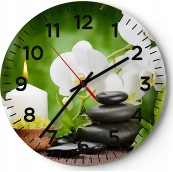 Hodiny Kuchyňské nástěnné hodiny 30x30 Květiny Moderní skleněné hodiny do obýváku Tiché