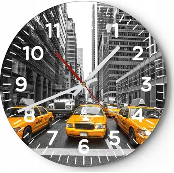 Hodiny Nástěnné hodiny do obýváku 40x40 Město Kulatý Hodiny na skle Loft Tiché
