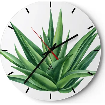 Hodiny Nástěnné hodiny do kuchyně 30x30 Rostlina Skleněné hodiny do obýváku Loft Tiché