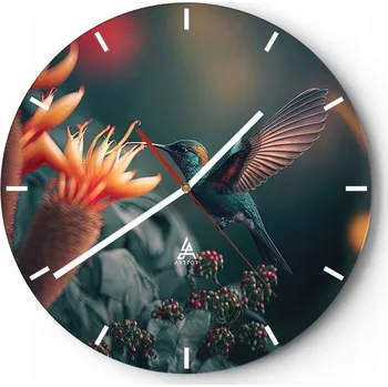 Hodiny Nástěnné hodiny do kuchyně 30x30 Pták Skleněné hodiny do obýváku Loft Tiché