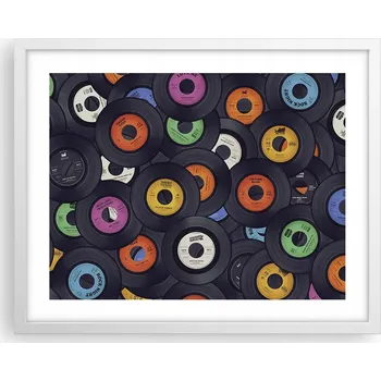 Obraz Obraz plakát na zeď v bílém rámu 50x40 hudba deska foto do obýváku