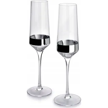 Sklenice Skleničky na šampaňské Affek Design Mirella stříbrné, bezbarvé, 220 ml, 2 ks