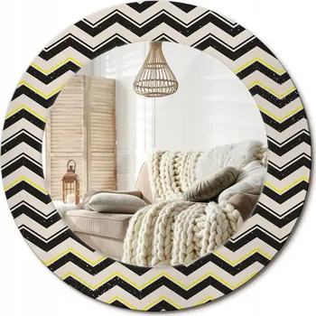 Zrcadlo Zrcadlo s potiskem do koupelny, kuchyně, předsíně. Cikcakový vzor, průměr 50 cm.