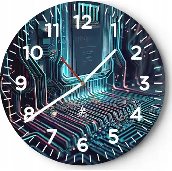 Hodiny Nástěnné hodiny do obýváku 40x40 cm, tichý chod, technologie skleněného provedení - Loft