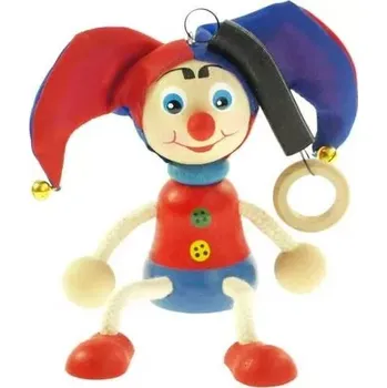 Dřevěná hračka Kašpárek červenomodrý na pružině