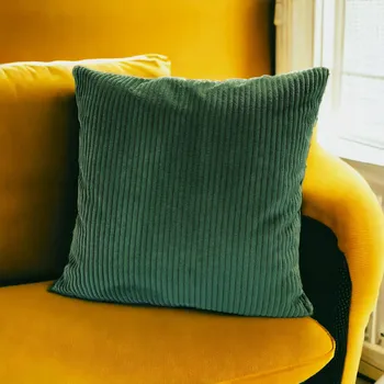 Povlak na polštářek Dekorativní povlak na polštář v lahvově zelené barvě s proužky 35x35 cm